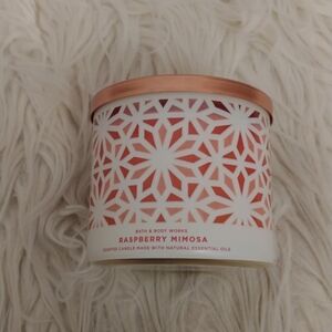 💖FIRM! NWT BATH AND BODY WORKS RASBERRY MIMOSA 3 WICK SCENTED CANDLE
